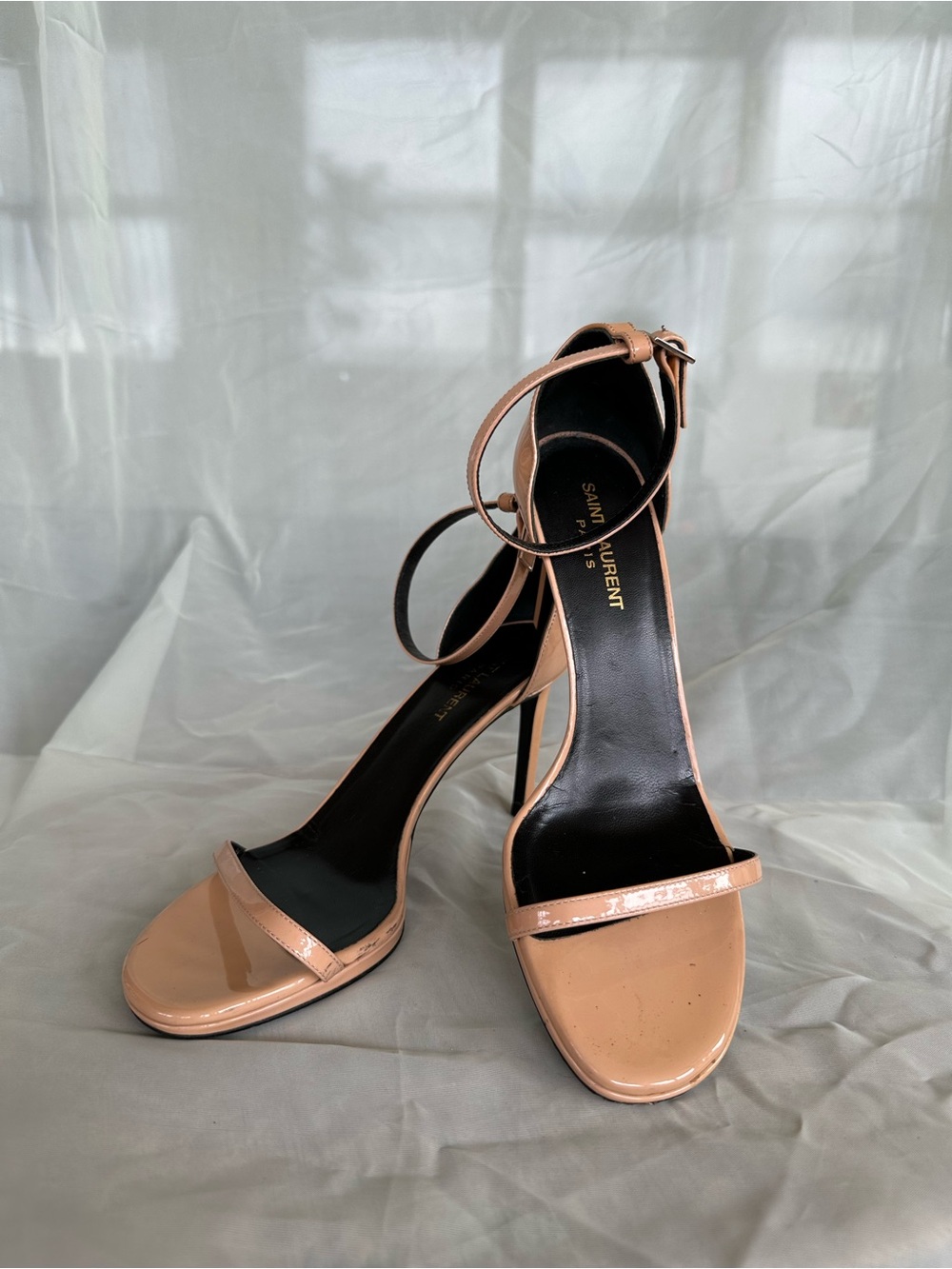 Saint Laurent Nude Patent Leather Ankle-Strap Heels SIZE 38 1/2 (WOMEN’S 7.5/ 8) - Picture 5 of 5